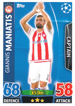 Giannis Maniatis Olympiacos FC 2015/16 Topps Match Attax CL Captain #99